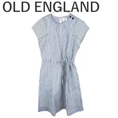 オールドイングランド OLD ENGLAND ストライプワンピース フレンチスリーブ ウエストシェイプ ブルー ホワイトのサムネイル