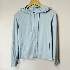 (^w^)b UNIQLO ユニクロ エアリズムUVカット メッシュパーカー フーディ 薄手 シンプル 羽織り ベーシック 定番 アウトドア デイリー タウンユース 冷房対策 日焼け対策 ライトブルー レディース サイズM