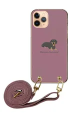 Galaxy S21 5G SC-51B SCG09 ギャラクシーS21 スマホケース スマホショルダー ミニチュアダックス ダックス 犬 ワンポイント かわいい レザーベルト ストラップ 調節可能 130cm  カラー05