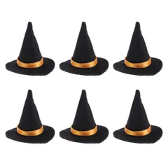 Toyvian 魔女の帽子 ミニ 6pcs ハロウィン パーティーグッズ コスプレ 魔法使い 三角帽子 小悪魔 ウィッチハット 仮装 （黒）