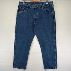 古着 ラングラー Wrangler デニムパンツ ストレート 5ポケット ジーンズ ジーパン 色落ち ヒゲ 長ズボン w38 L29  ブルー メンズ