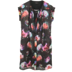 Paul Smith ポールスミス 総柄 ノースリーブ ワンピース 40 ブラック バンドスリーブ レディース 古着