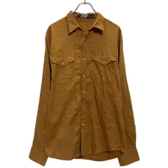 Forum 長袖 無地シャツ L キャメルブラウン ダブルポケット 古着卸 アメリカ仕入 a701-5117