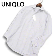 【新品 未使用】 UNIQLO ユニクロ 通年★ 長袖 ファインクロス ストライプ シャツ Sz.M メンズ