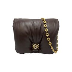 ロエベ LOEWE ショルダーバッグ パファー ゴヤ AP40P41X01 ラムスキン ダークチョコレート レディース