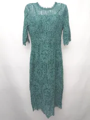 ◇ DRESS+ ドレス プラス 七分袖 膝下丈 ワンピース サイズS グリーン レディース P  【1408200010222】