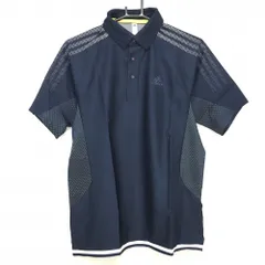 【新品】アディダス 半袖ポロシャツ ネイビー×白 袖下・サイドメッシュ 3ライン メンズ M ゴルフウェア adidas
