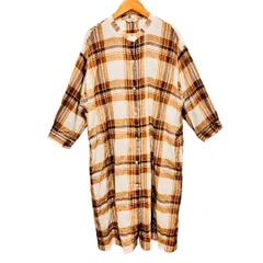 studio CLIP フリーサイズ　ワンピース　チェック柄　綿使用　ブラウン系