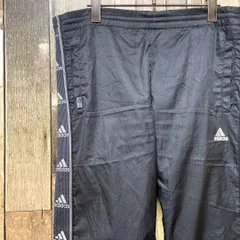 《激レア》アディダス adidas 黒☆ナイロンパンツ M ロゴテープ 刺繍ロゴ デカロゴ ビッグロゴ ワンポイントロゴ パフォーマンス ロゴタグ CLIMAPROOF ブラック hs