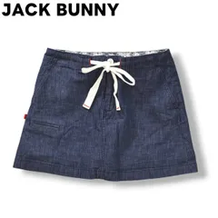 【美品】 ジャックバニー バイ パーリーゲイツ JACK BUNNY by PEARLY GATES 台形 ミニ デニム スカート メッシュインナー ジップアップ 0 インディゴ ゴルフ スポーツ カジュアル レディース ♪