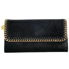 【在庫一掃】 ステラマッカートニー Stella McCartney ファラベラ フラップ コンチネンタルウォレット 二つ折り 長財布 長財布 ポリエステル ブラック 430999 レディース 【中古】