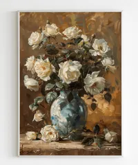 肉質油絵　立て　特寸法　花と花瓶　額装仕上げ品 肉質油絵 立て 特寸法 花と花瓶 額装仕上げ品