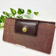 BVLGARI ブルガリ 長財布 ロゴマニア キャンバス パテント デニムブラウン 三つ折財布 ウォレット  メンズ レディース ユニセックス B-214