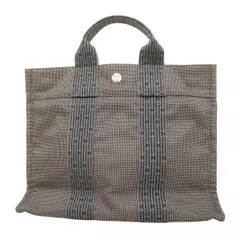 【5mc2424-h】エルメス トートバッグ エールラインPM キャンバス グレー シルバー金具【中古】レディース