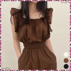 送料無料 フリル袖 オールインワン パンツドレス レディース 可愛い ロンパース スクエアネック ハイウエスト ジャンプスーツ ノースリーブ レトロ無地 コンビネゾン韓国 おしゃれ夏服着やせ オフィスカジュアル つなぎワイドパンツ