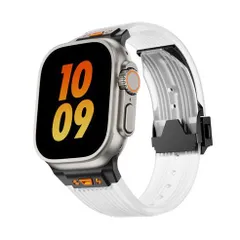 アップルウォッチバンド（Apple Watchバンド）クリアウォーターシリコンバンド【ブラック×クリア】42mm/44mm/45mm/46mm/49mm対応 [BELTIES]