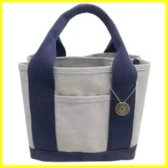 グレーｘネイビー) (Partition 軽量マザーズバッグ ハンドバッグ ミニバッグ 自立キャンバストートバッグ おしゃれ ランチトートバッグ 21*23*15cm 仕切りトートバッグ キャンバスバッグ レディース ミニトートバッグ [Superbian]