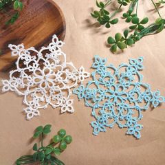 雪の結晶コースター(水色&オフホワイト)