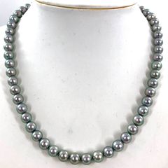 TASAKI タサキ グレーパール ネックレス シルバー 6.9mm‐7.4mm 33.7g アクセサリー 箱【OE-939】