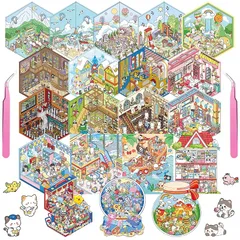 3Dシール 3D 造景 シーンシール 20種類 ハウスステッカー 可愛い 趣味 癒し 手帳 3D 立体 コラージュ素材 紙ミニチュア模型 ピンセット付き 手帳素材 プレゼント用 パズル ミニチュア [並行輸入品] 0