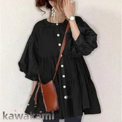 チュニック レディース ティアード ティアードブラウス 半袖 ボリューム袖 バルーン袖 フレア フリル バルーンスリーブ ブラウス