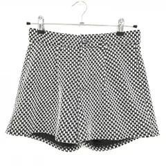 【超美品】デルソル ショートパンツ 白×黒 ブロックチェック ニット ロゴ刺しゅう 裏地付 レディース M ゴルフウェア DELSOL