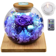 新品 母の日 プリザーブドフラワー プレゼント ブリザードフラワー ガラスドーム 優雅なバラキャンドルホルダー 結婚祝い 記念日 誕生日 白い日のプレゼント人気 引っ越し 入学 卒業 新築祝いの贈り物 お見舞い ぶりざーどフラワー ギフト 人気 (紫)