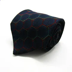 エレガンス ブランド ネクタイ 格子柄 ドット シルク イタリア製 PO メンズ ネイビー ELEGANCE 【中古】