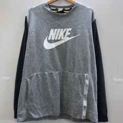 NIKE ナイキ トレーナー カットソー ロンT 袖ナイロン ビッグロゴプリント カンボジア製 メンズ グレー