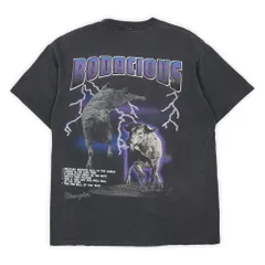 ラングラー Wrangler 90s 90年代 プリントTシャツ アメリカンサンダー 両面プリント シングルステッチ 襤褸 USA ヴィンテージ アメリカ 古着 メンズ Tシャツ カットソー フェードブラック L相当【中古】