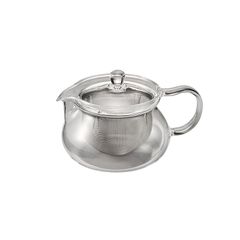 HARIO（ハリオ） 急須 ポット ティーポット ガラス製 耐熱ガラス 茶茶急須 もち丸 カゴ網 中身が見える 0