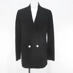 ヘルムートラング HELMUT LANG ノーカラージャケット 0 黒系 ブラック ボタン 裏地 ストレッチ 無地のサムネイル