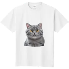 ブリティッシュショートヘア　猫デザインTシャツ　メンズ・レディース・キッズ