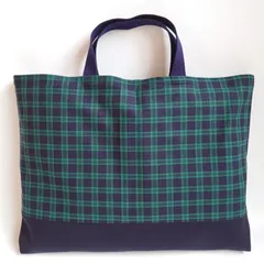 ハンドメイド リバーシブル チェック × 星 レッスンバッグ 手提げかばん トートバッグ 絵本バッグ レッスンバック 手提げバッグ 図書バッグ 図書バック サブバッグ サブバック トートバック 入園 入学 スター 男の子 女の子 タータンチェック シンプル