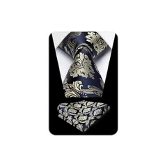 [HISDERN] ネクタイ メンズ 花柄 ネクタイ チーフ セット ネイビー ビジネス用 ネクタイ ブランド 就活 二次会 礼服用 高級 おしゃれ