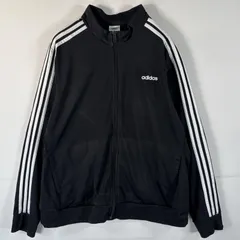 古着 アディダス adidas トラックジャケット ジャージ ワンポイントロゴプリント 3ストライプス フルジップ 2X  ブラック レディース
