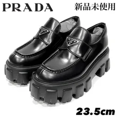 現行✨PRADA プラダ モノリス ブラッシュドレザーローファー サイズ35 黒 ブラック プラダ モノリス ブラッシュドレザー ローファー | PRADA