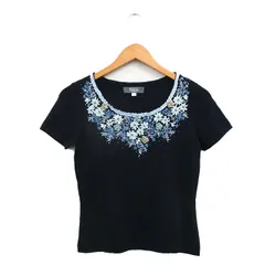 フランコフェラーロ FRANCO FERRARO カットソー Tシャツ 半袖 レース 刺繍 2 ネイビー 紺 /KT20のサムネイル