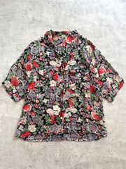 90's cotton gauze botanical print shirt