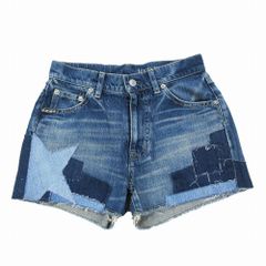 17ss HYSTERIC GLAMOUR ヒステリックグラマー デニム ショートパンツ スター パッチワーク カットオフ 24 ブルー レディース 【中古】