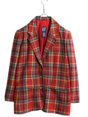【お得なクーポン配布中!】 デッドストック 90s OLD GAP チェック テーラード ジャケット レディース M 新品 ブレザー 90年代 オールド ギャップ 旧タグ 紺タグ ウール