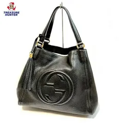 【美品】GUCCI ソーホー セラリウス トートバッグ282309 ブラック グッチ トートバッグ ソーホー セラリウス インターロッキングG