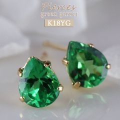 k18 グリーンガーネット ピアス 18k ドロップ ひと粒 おしゃれ かわいい