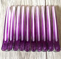 10本セット　ヘアクリップ　ダッカール　美容師　理容師　パープル　紫　ヘアピン