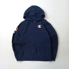 Champion チャンピオン フルジップパーカー スウェット ビッグロゴ 裏起毛 ネイビー XL　B202507