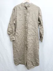 ◇ ⊂ MUJI 無印良品 リネン100% 長袖 膝下 シャツ　ワンピース サイズXS-S ブラウン レディース P  【1409250014161】