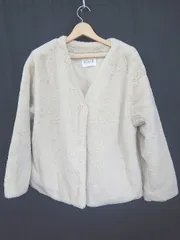 ■ ⊆ ehyphenworldgallery ファー 長袖 ジャケット サイズF ベージュ レディース E  【1507010009423】