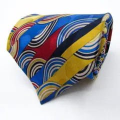 ミッソーニ ブランド ネクタイ シルク ストライプ柄 総柄 伊製生地 メンズ ネイビー MISSONI 【中古】