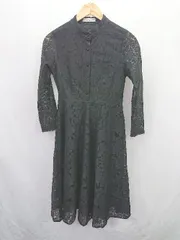 ◇ ⊂ Lace Ladies レースレディース 長袖 ロング ワンピース サイズS ブラック レディース E  【1507030016142】