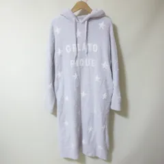 D368　gelate pique　ジェラートピケ　パープル　スター　星柄　ジャガードワンピース　フード付き　ルームウエア　ふわふわ　F